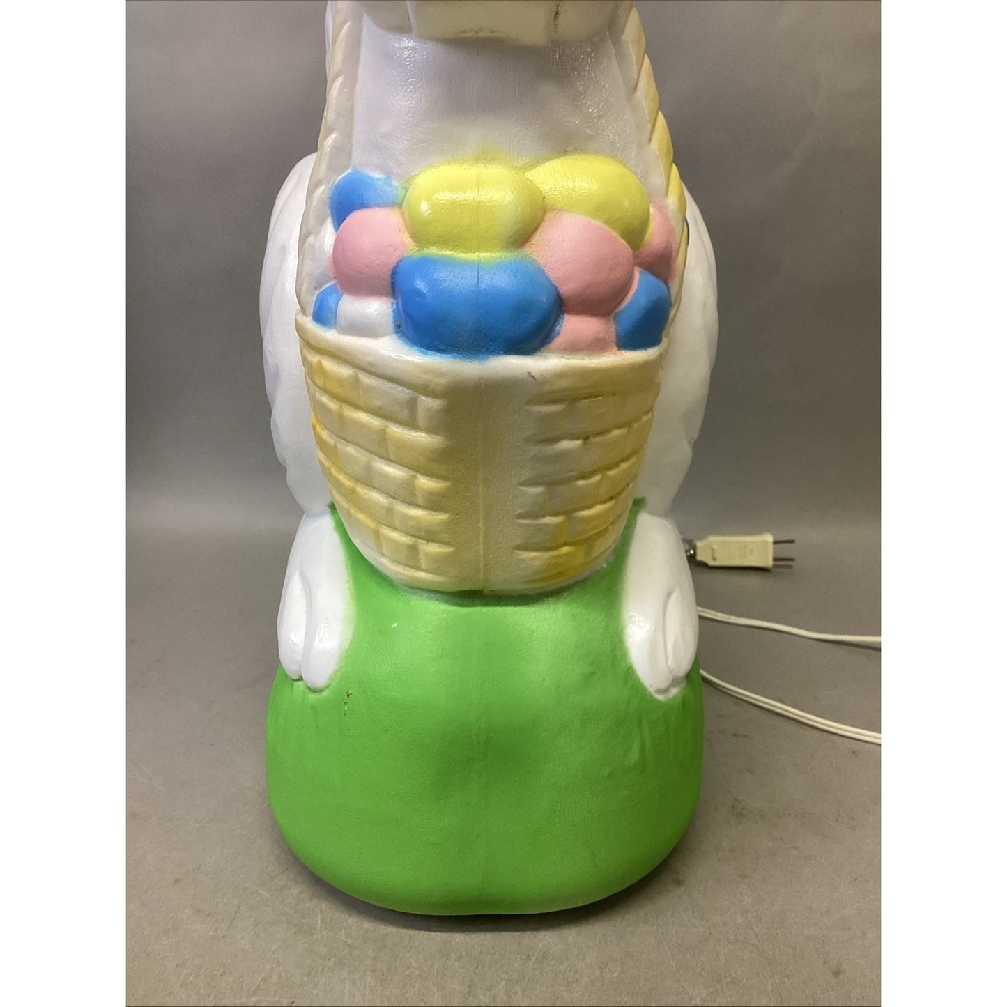 Vintage 1993 Light Up Blow Mold Easter Bunny W/ Easter Eggs Basket - 30”H