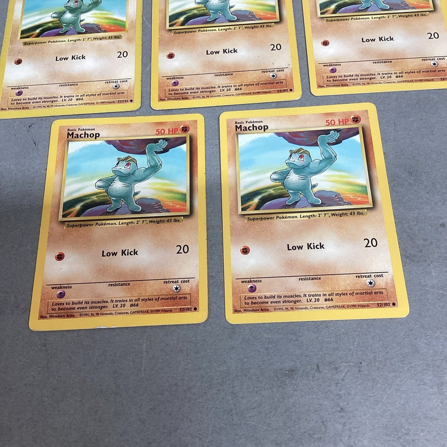Lot Of 5 Pokémon Machop Trading Cards