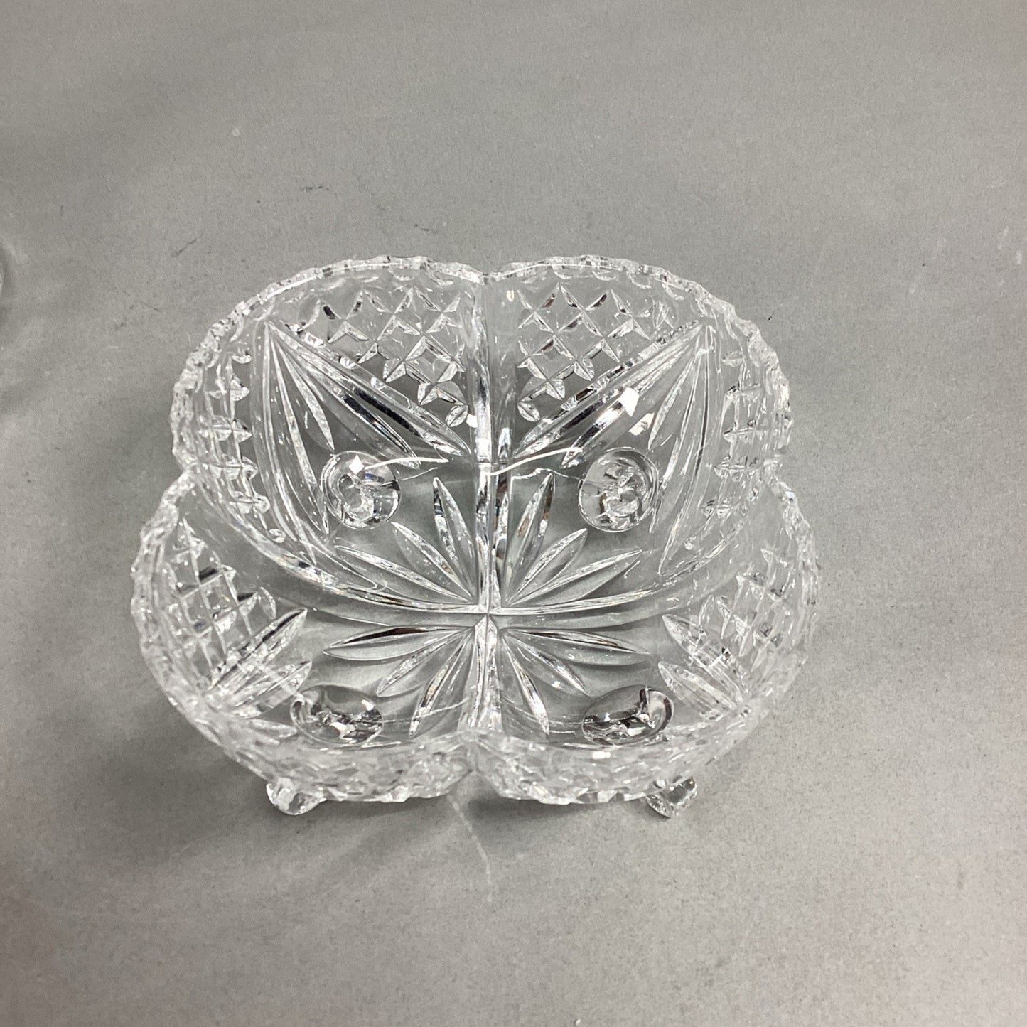 VTG Lead Cut Crystal Covered Candy Dish Spire Pinwheel Footed
