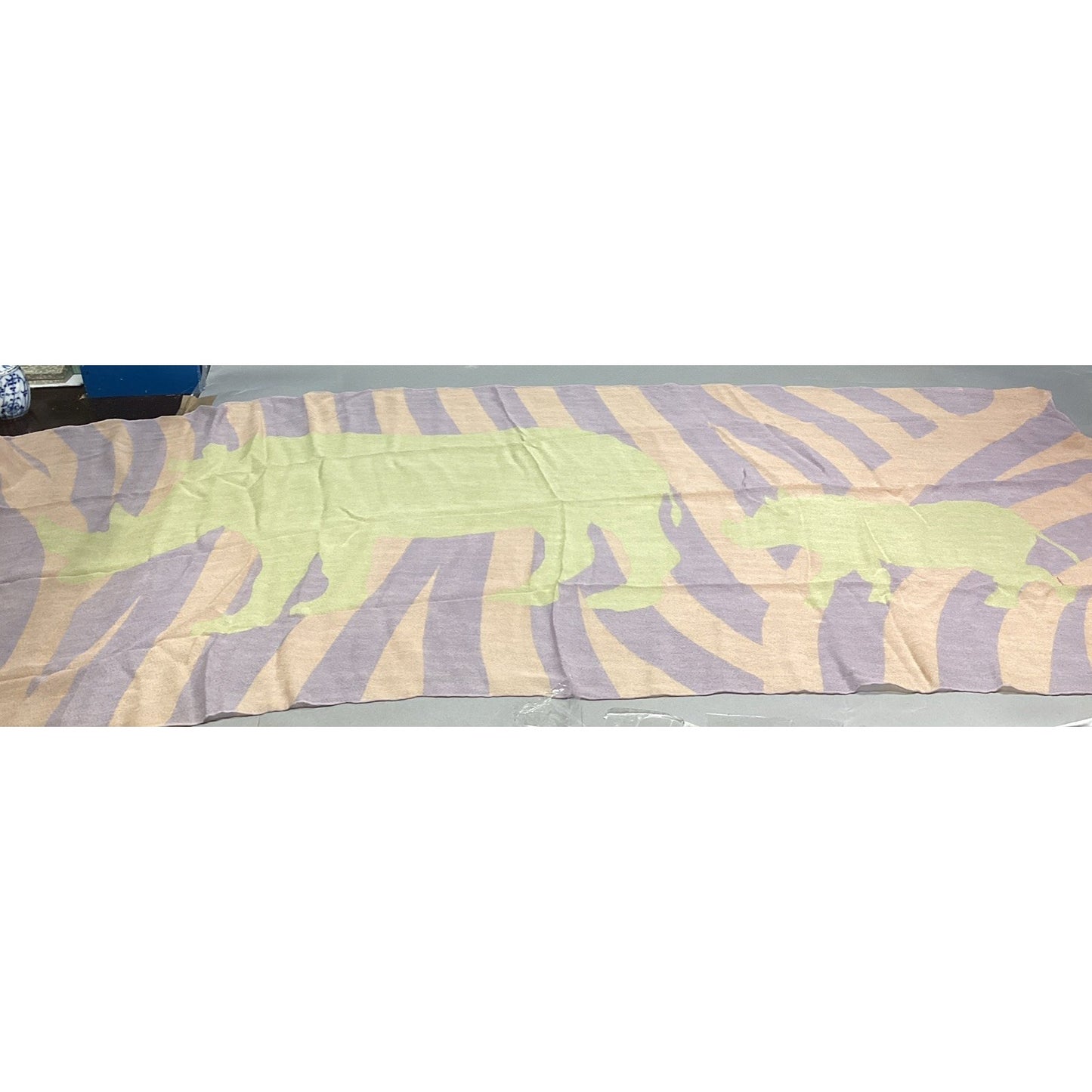 BVLGARI Silk Scarf - Adult And Baby Rhino - 100% Silk - 55x26”