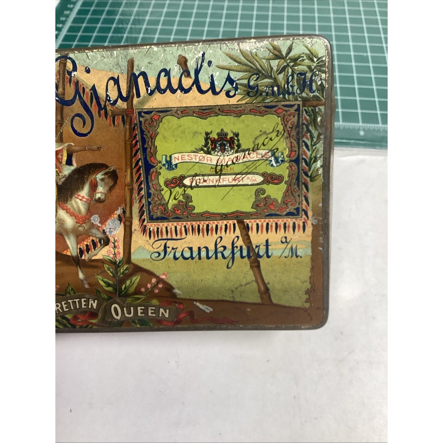 VINTAGE 1920’s CIGARETTE NESTOR ADVERTISING MINIATURE LITHO TIN BOX