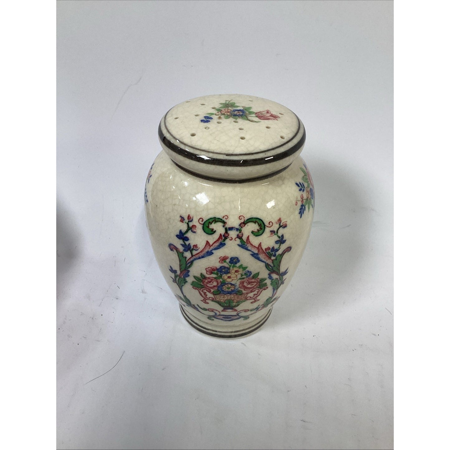 Vintage Hand Painted Porcelain Spice Shaker w/ Floral Pattern Japan - 5”H