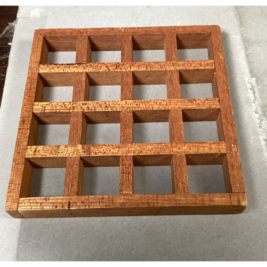Vintage MCM Teak Wood Trivet Hot Plate Coaster - 6.25”D