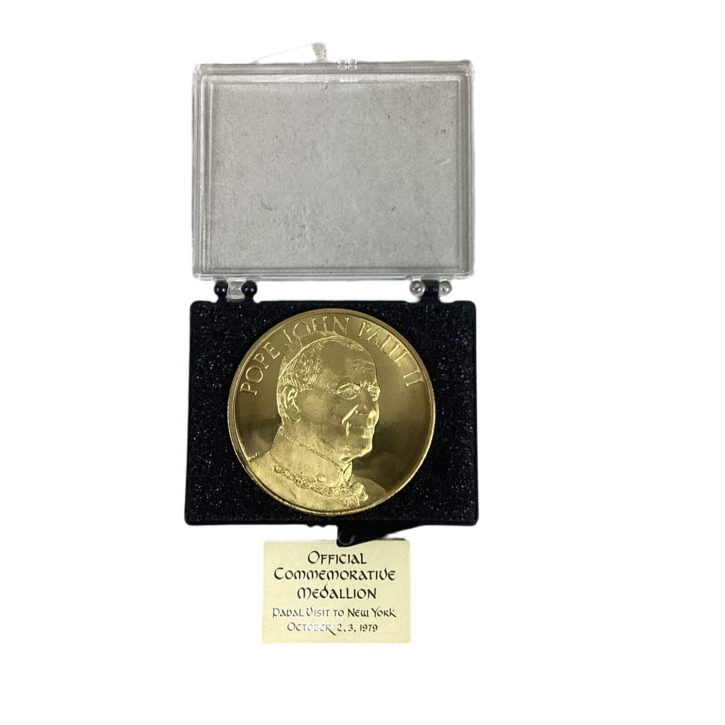 1979 POPE JOHN PAUL II PASTORAL VISIT TO NY BRASS COMMEMORATIVE MEDALLION