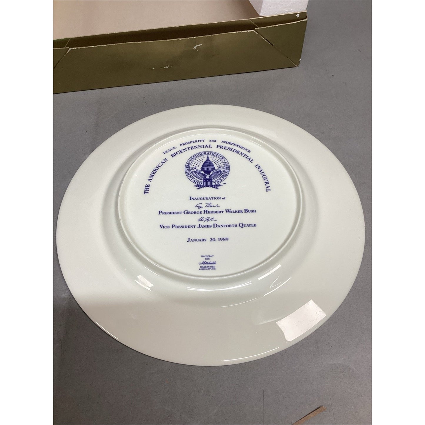 Set Of 2 Pfaltzgraff Bone China George HW Bush Inauguration Plates In Boxes