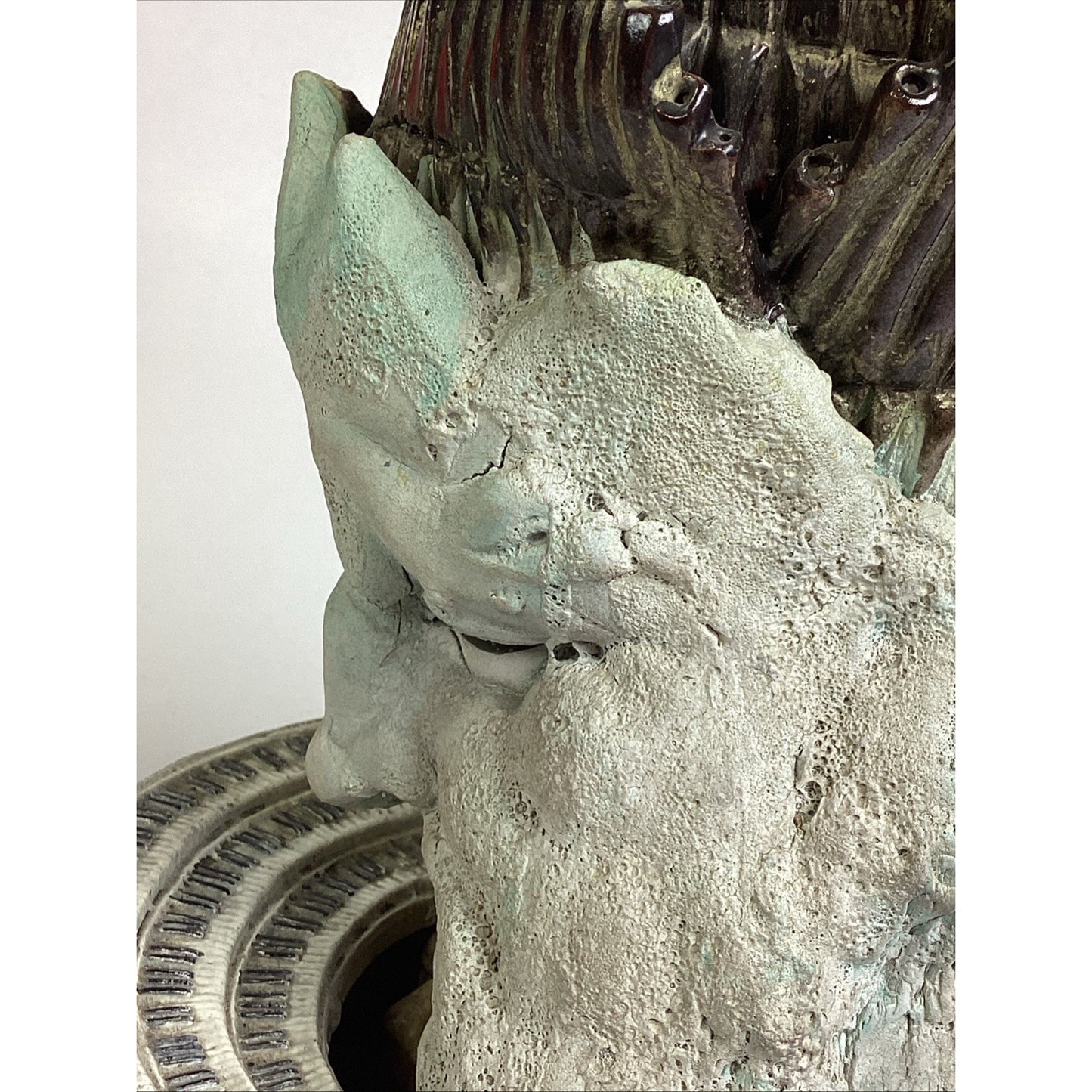 Whimsical Ceramic Sculpture- Surreal Face With Miniature Piano - 13.5”H