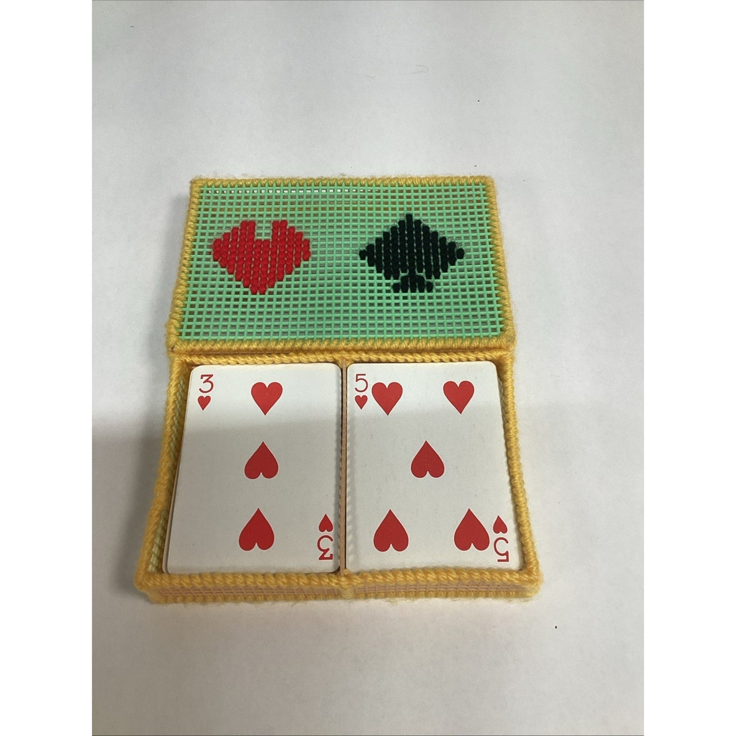 Handmade Crosstitch Playing Cards Holder With 2 Decks Of Cards