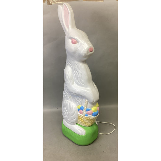 Vintage 1993 Light Up Blow Mold Easter Bunny W/ Easter Eggs Basket - 30”H