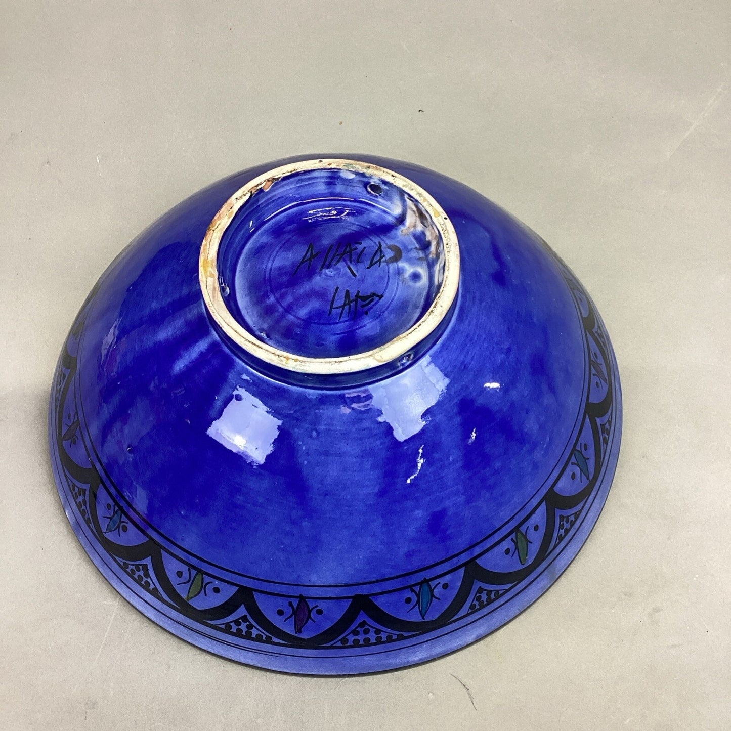 Royal Blue Handmade Hand Painted Salad Fruit Serving Bowl - 5.75”Hx14”D