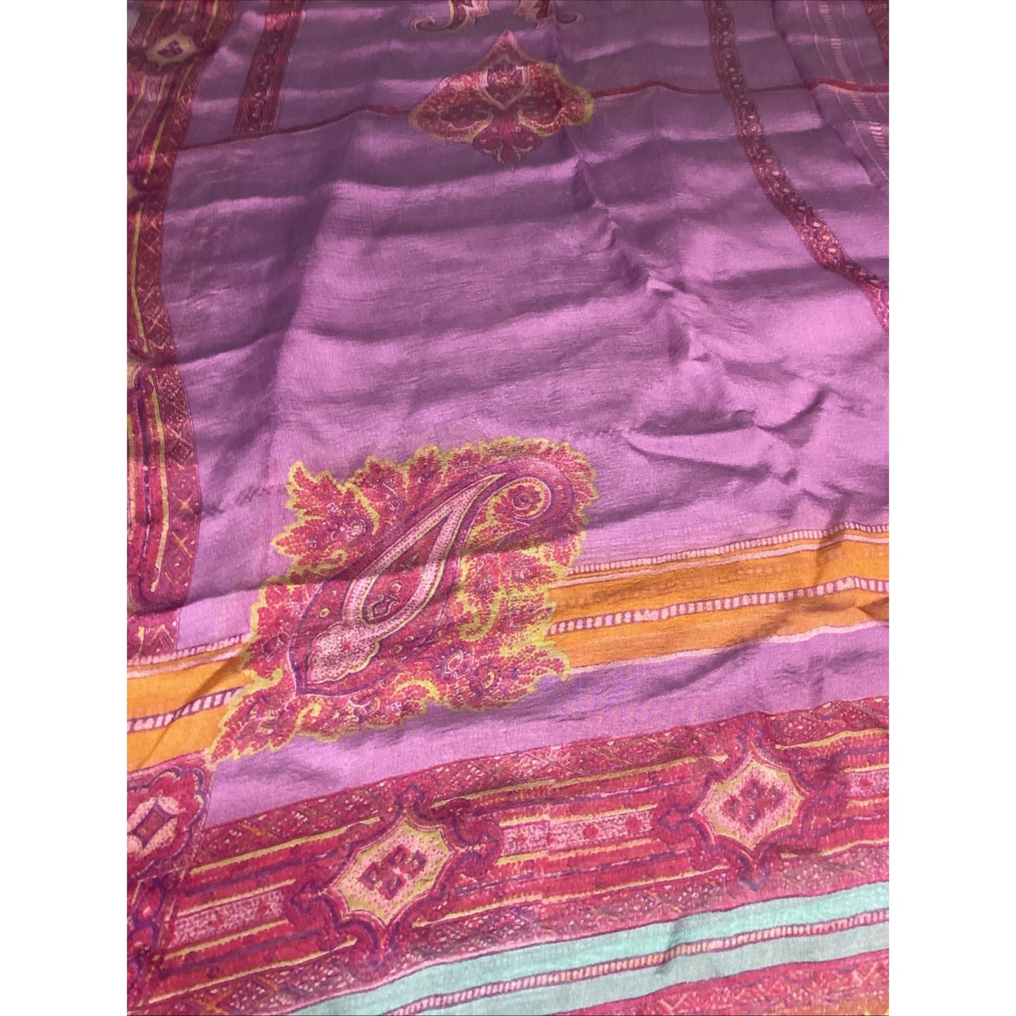 Vintage Purple Pink Paisley Women’s Silk Scarf - 62x26”