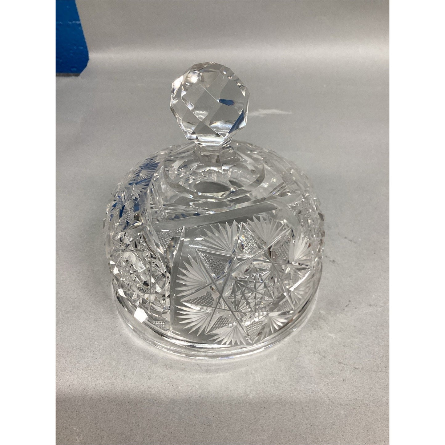 Cut Crystal Glass Hobstar Cheese Or Butter Dome
