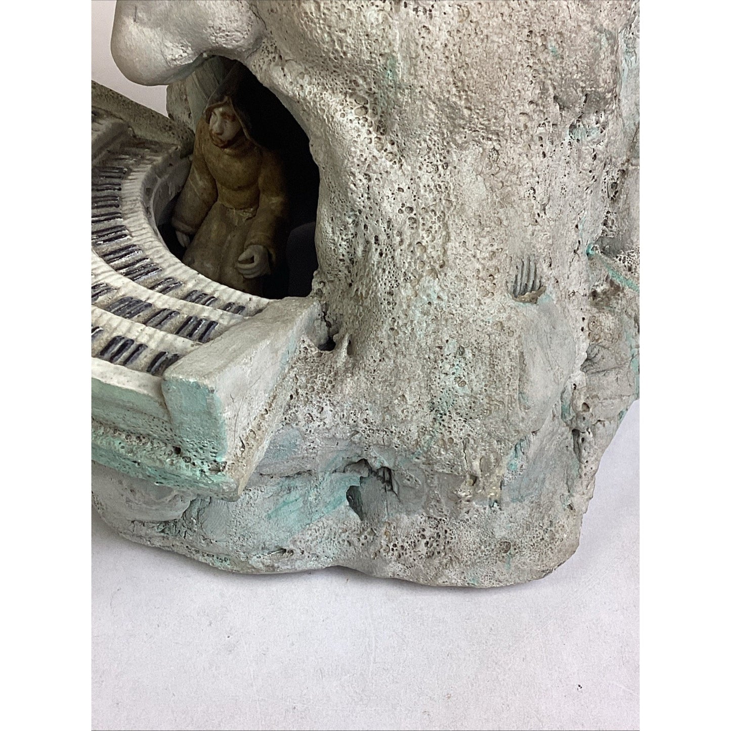 Whimsical Ceramic Sculpture- Surreal Face With Miniature Piano - 13.5”H