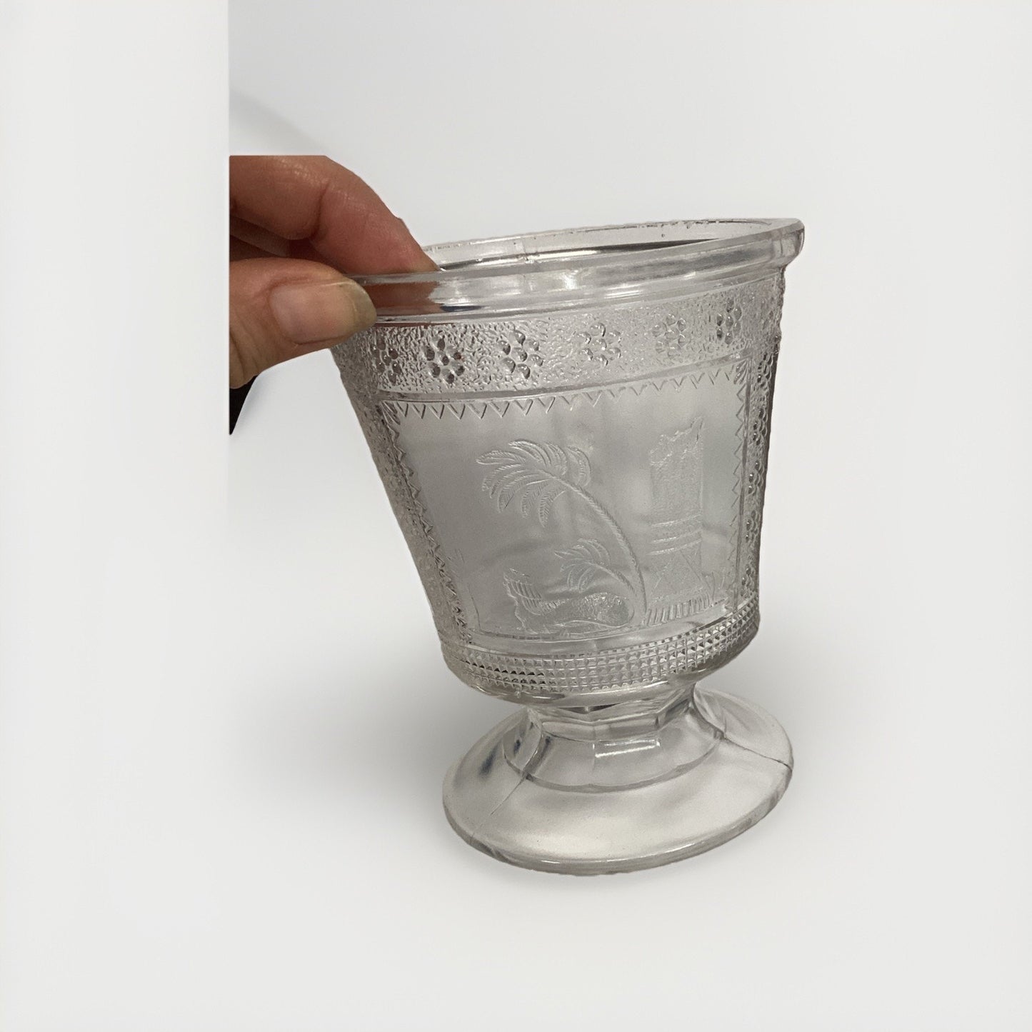 Antique 1880’s EAPG ADAMS & CO EGYPTIAN SPHINX PATTERN GLASS SPOONER