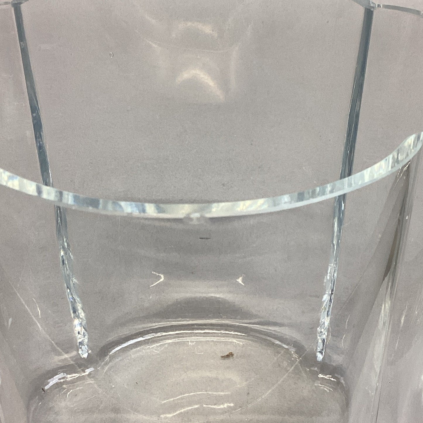 Vintage Glass Lobed Ice Bucket with Chrome Handle - 6x5x6”