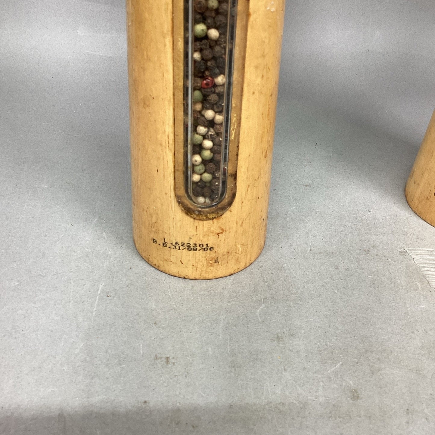 2-Piece Wooden Salt & Pepper Grinder/Mill 16" Tall w/See Thru Panels - Italy