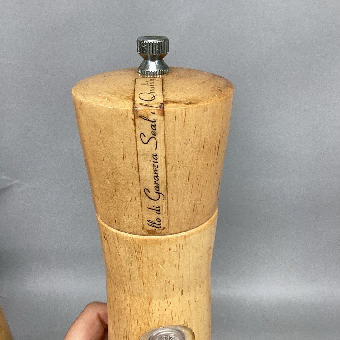 2-Piece Wooden Salt & Pepper Grinder/Mill 16" Tall w/See Thru Panels - Italy