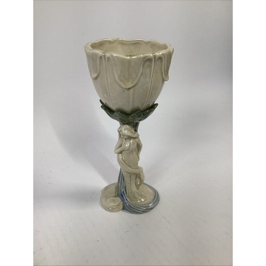 Fitz & Floyd Art Nouveau Ceramic Goblet Pearlescent Figurative Japan 1978
