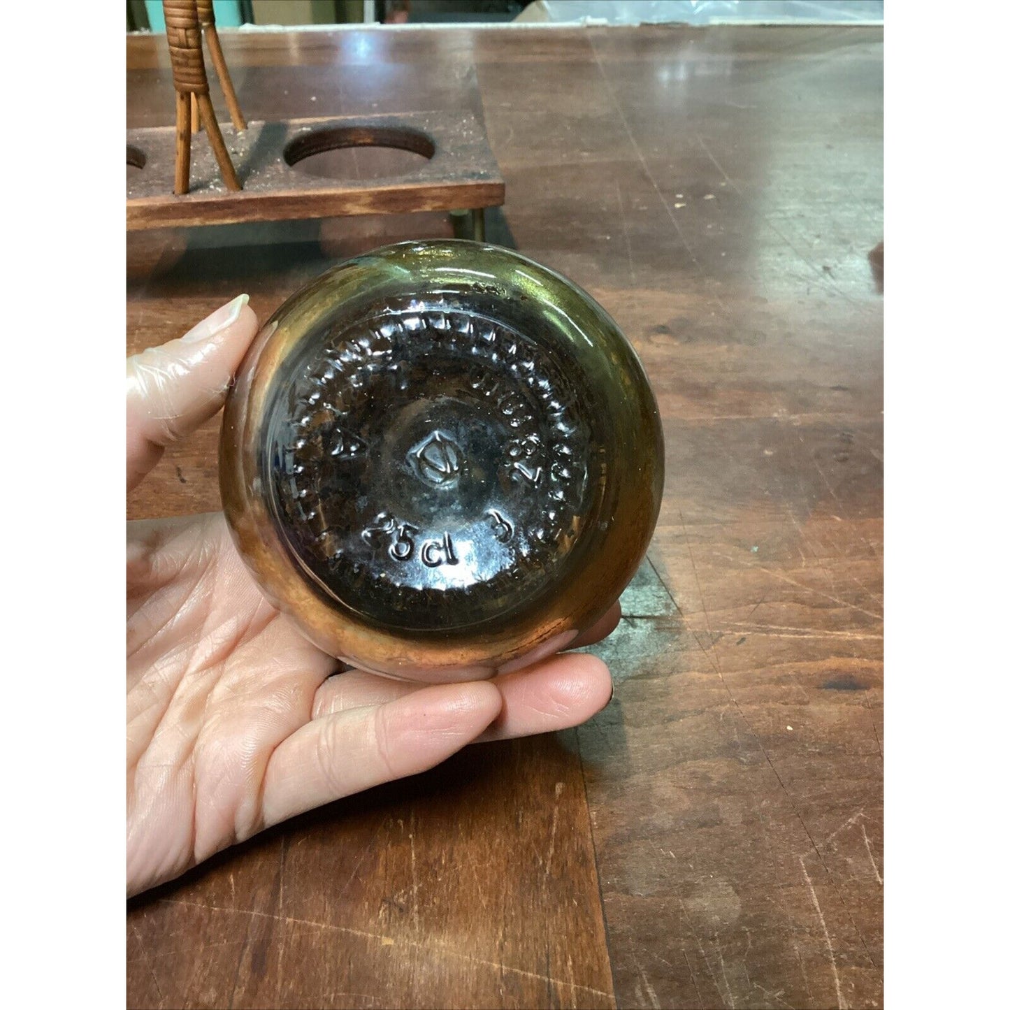 Vintage Glass Decanters With Wooden Stand/Holder