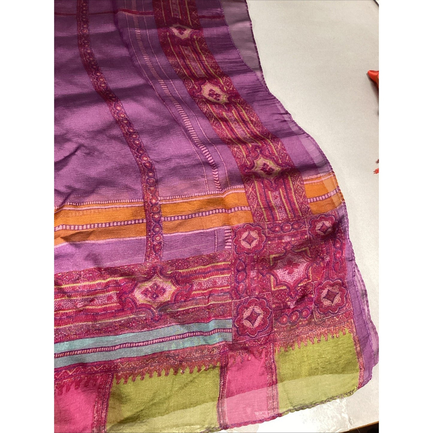 Vintage Purple Pink Paisley Women’s Silk Scarf - 62x26”