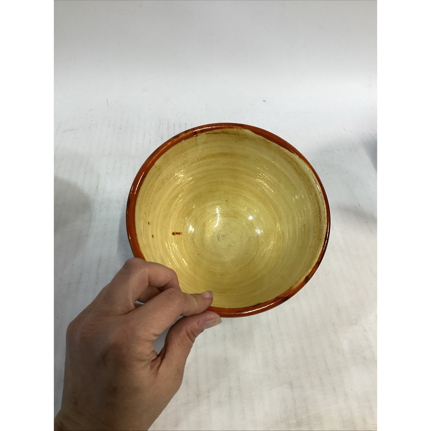 Lot Of 3 Hand Painted Glazed Pottery Bowls - 3.75”Hx6.5”D