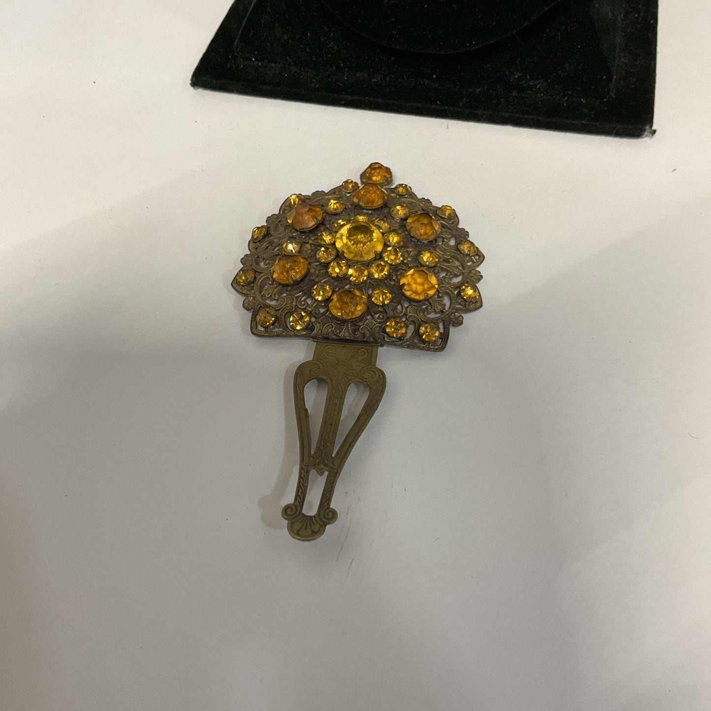 Vintage Topaz/Yellow Rhinestone Brooch