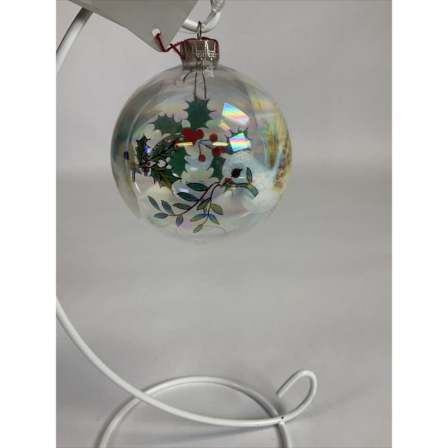 Gigi Clear Ball Christmas Ornament With Doves And Mistletoe (enamel)