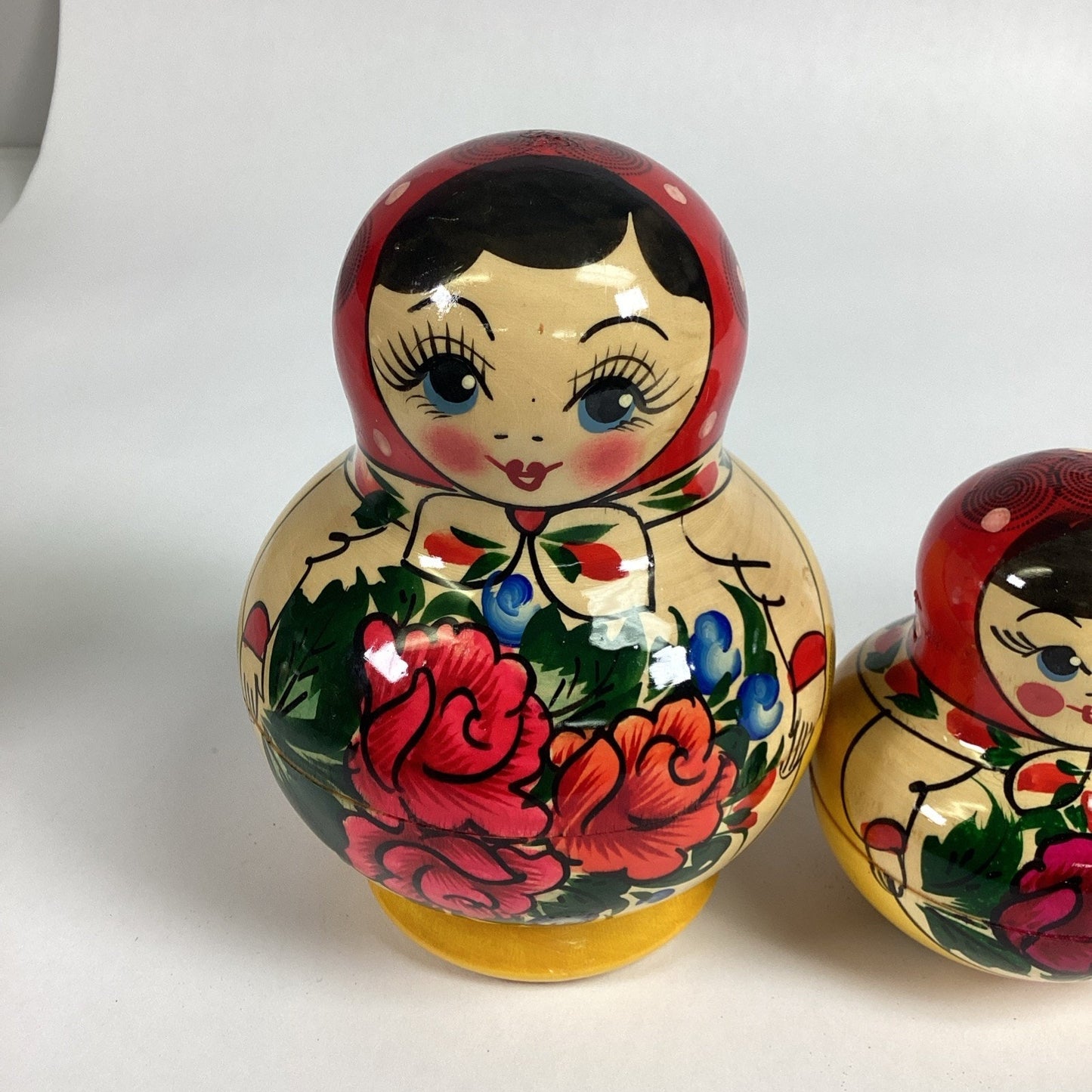Set of 7 Hand-painted Wooden Russian Nesting Dolls