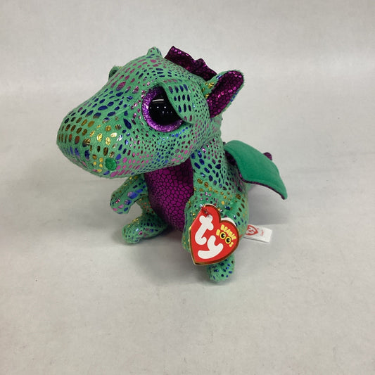 Ty Beanie Boos Cinder the Green And Purple Dragon Plush Toy Collectible