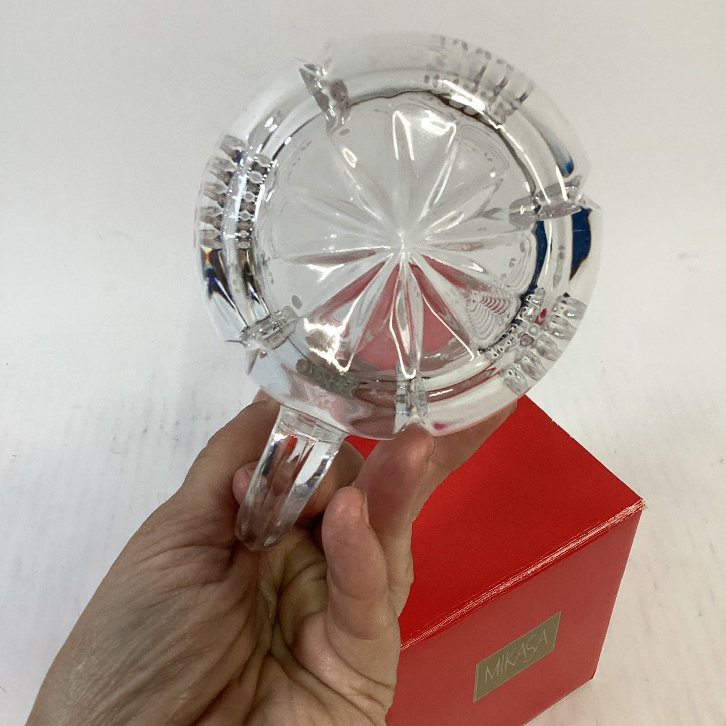 MIKASA Crystal Heavy Cut Christmas Tree Holiday Mug Germany - 12 Oz & Box
