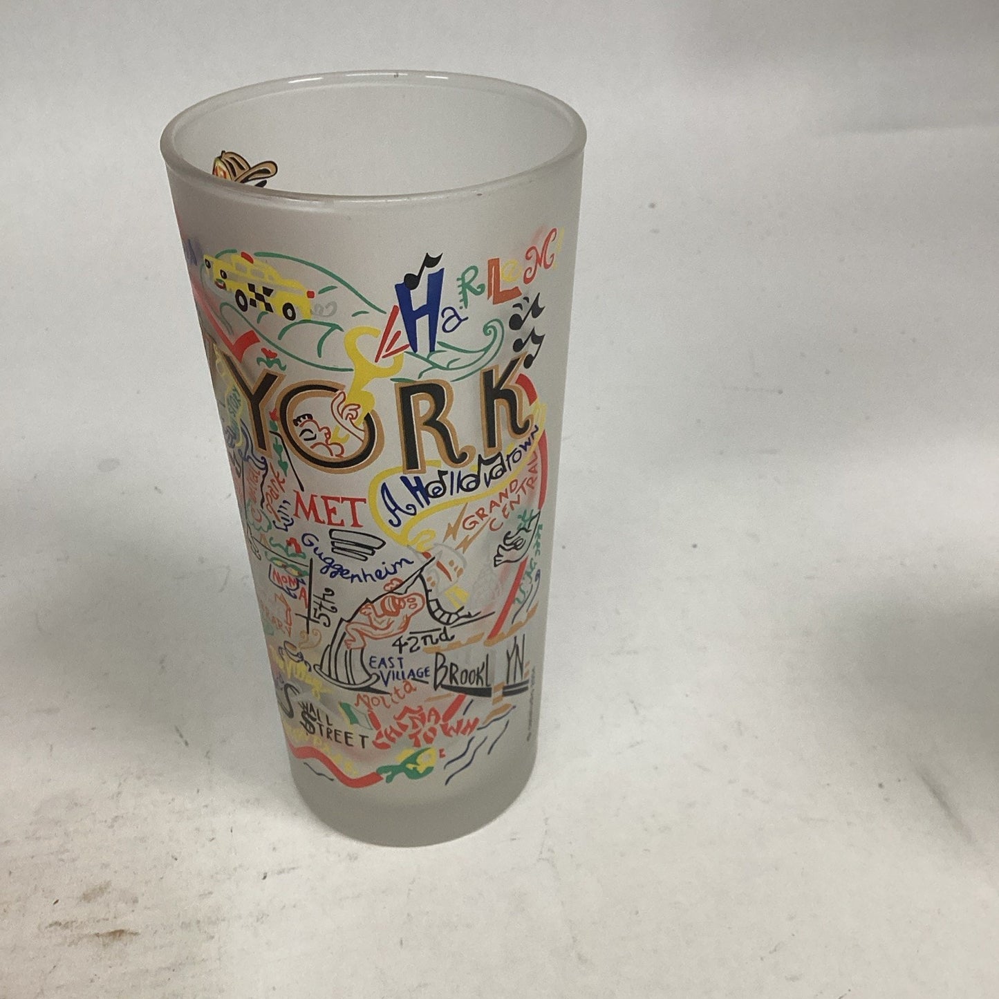 Set Of 3 Catstudio New York Frosted Glass Tumblers - Made In Thailand