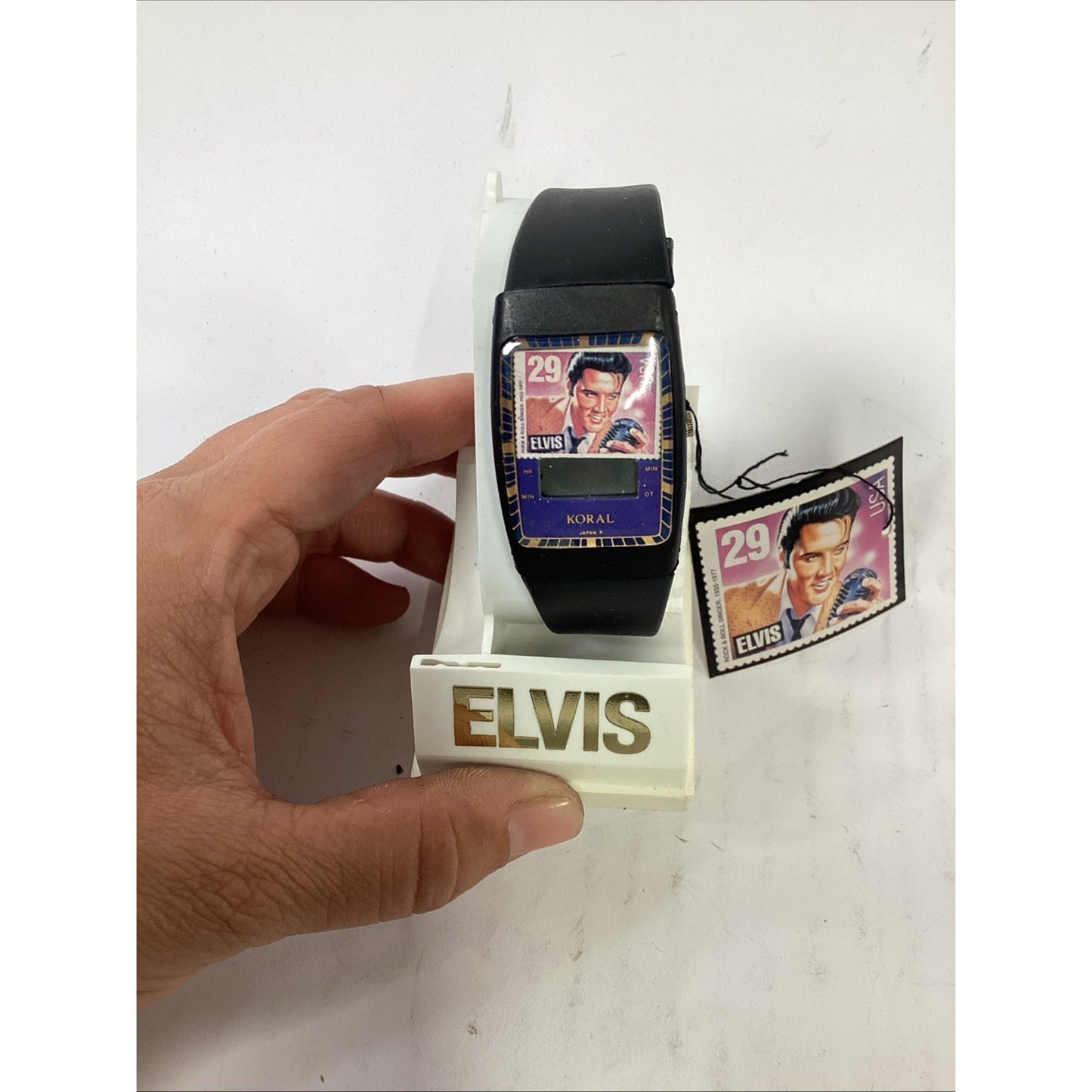 Vintage ELVIS PRESLEY STAMP Digital WATCH New In Box By KORAL 1992