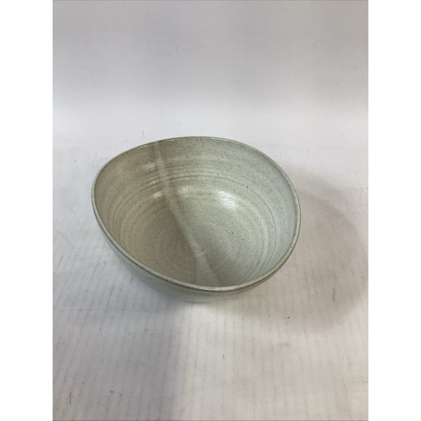 Vintage Speckled White Glazed Bowl - 9x7.5x3.5”