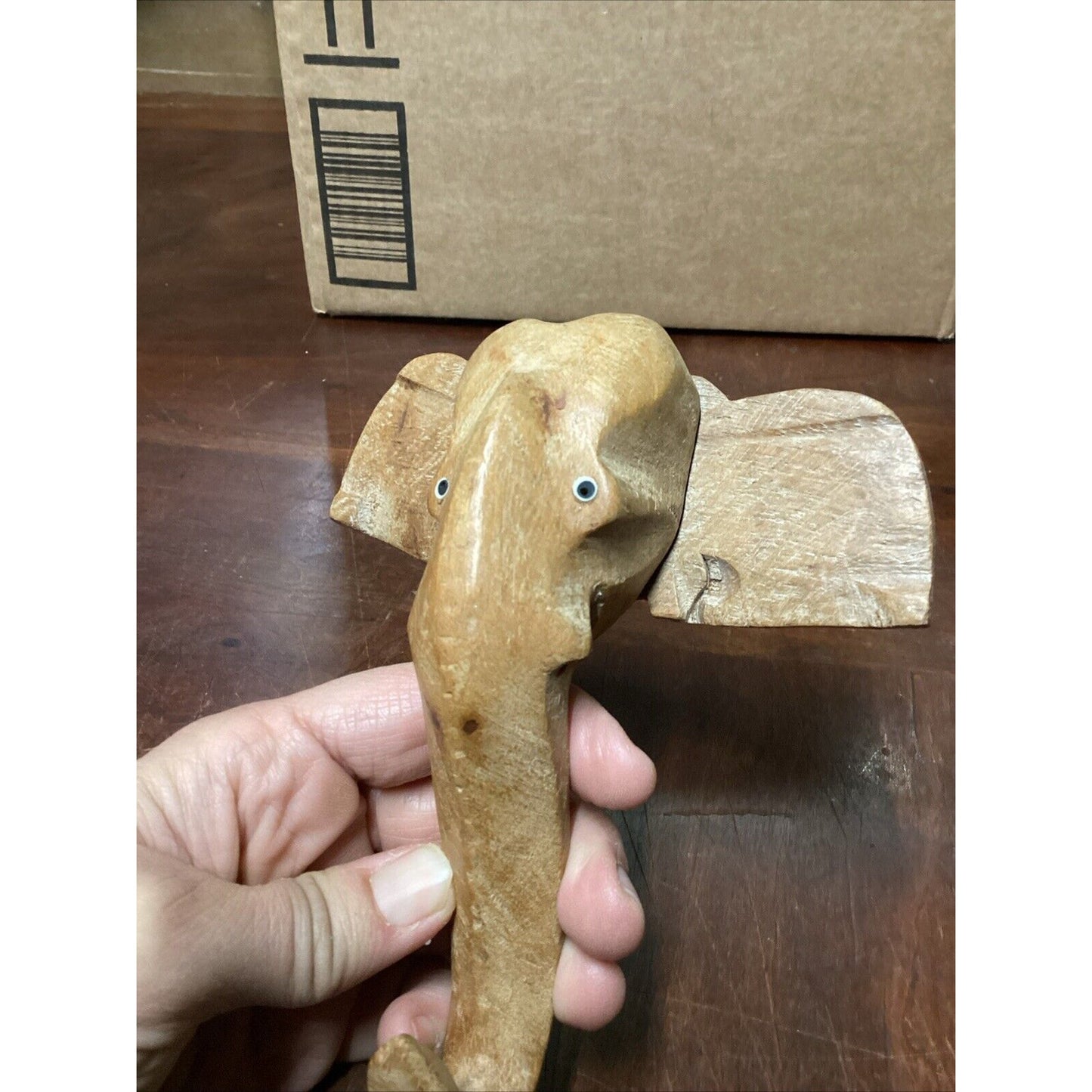 Kenya Elephant Soapstone Marble Figurine & Wooden Handcarved Elephant