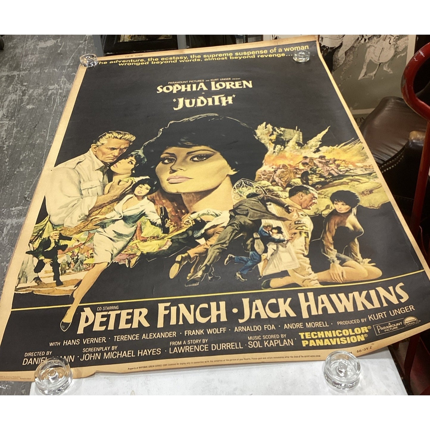 Vintage 1965 ‘Judith’ Movie Poster - Paramount Pictures - 61x40”