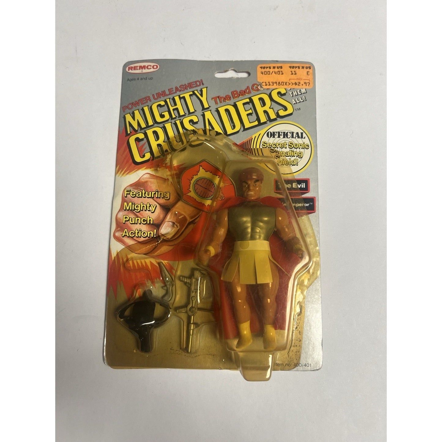1984 Remco Mighty Crusaders Evil Brain Emperor Action Figure Carded Vintage