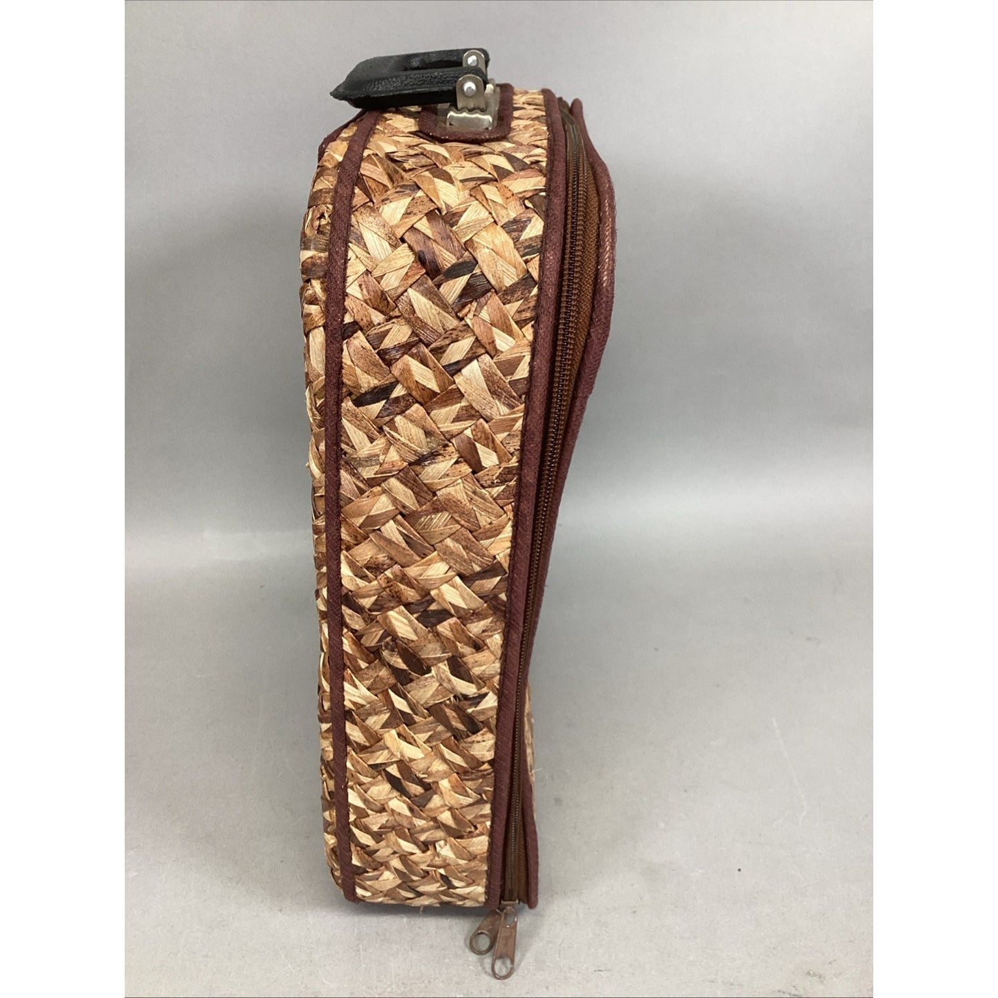 Vintage Woven Luggage Tote Bag - Made In The Phillippines- 12.75x11x3.25”.