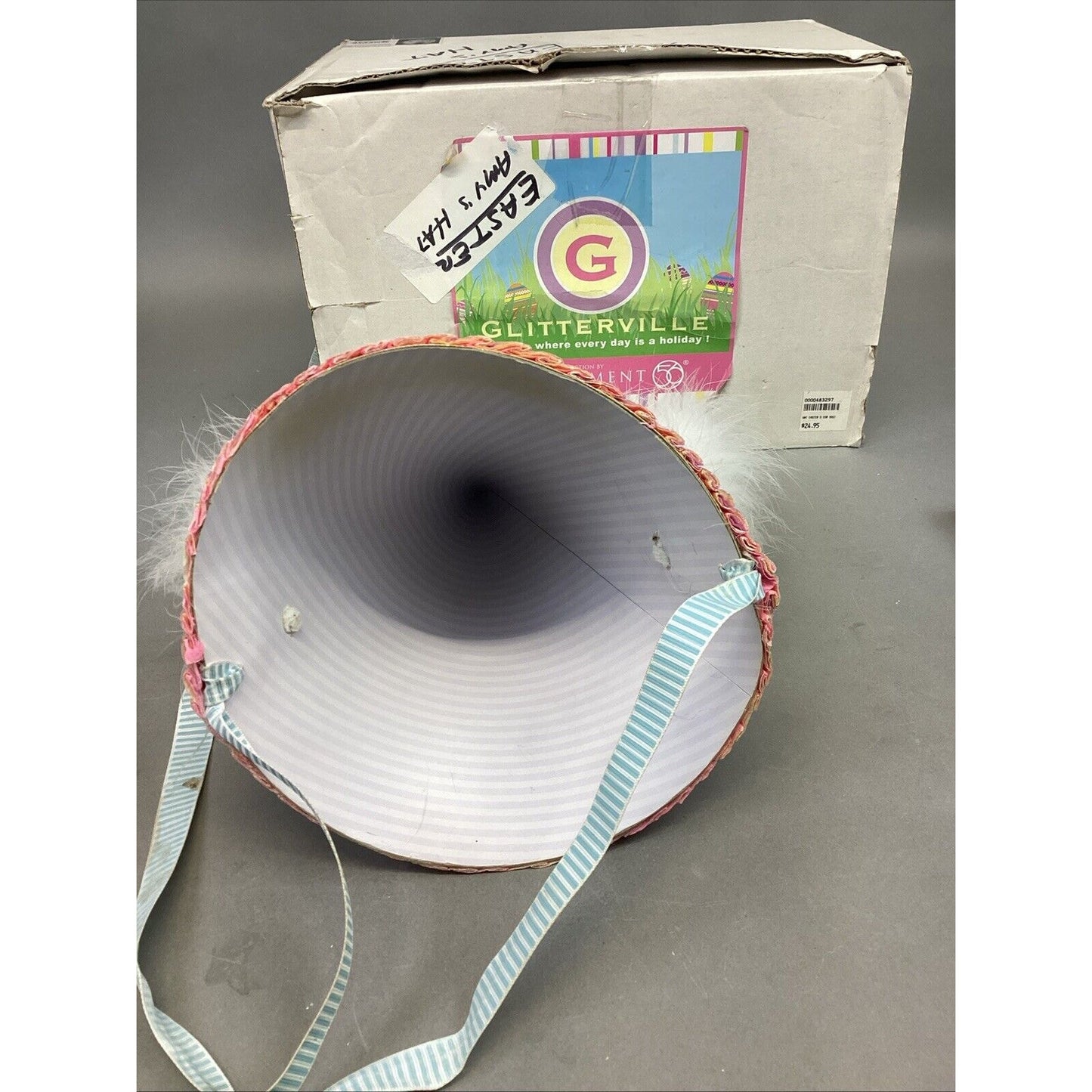 Dept 56 Glitterville Easter Egg Party Hat w/ 6 Patrician Pink 10” Candles