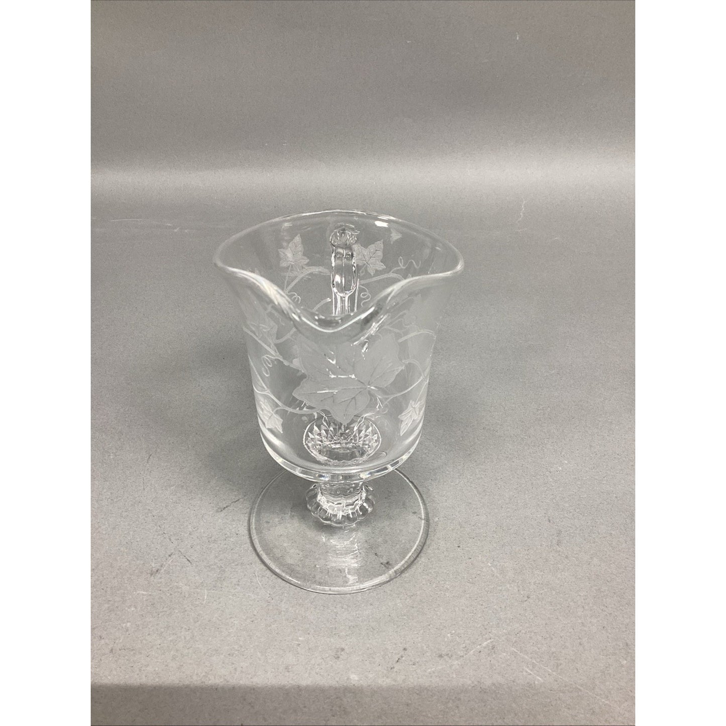 Vintage Glass Leaf Design Creamer And Sugar