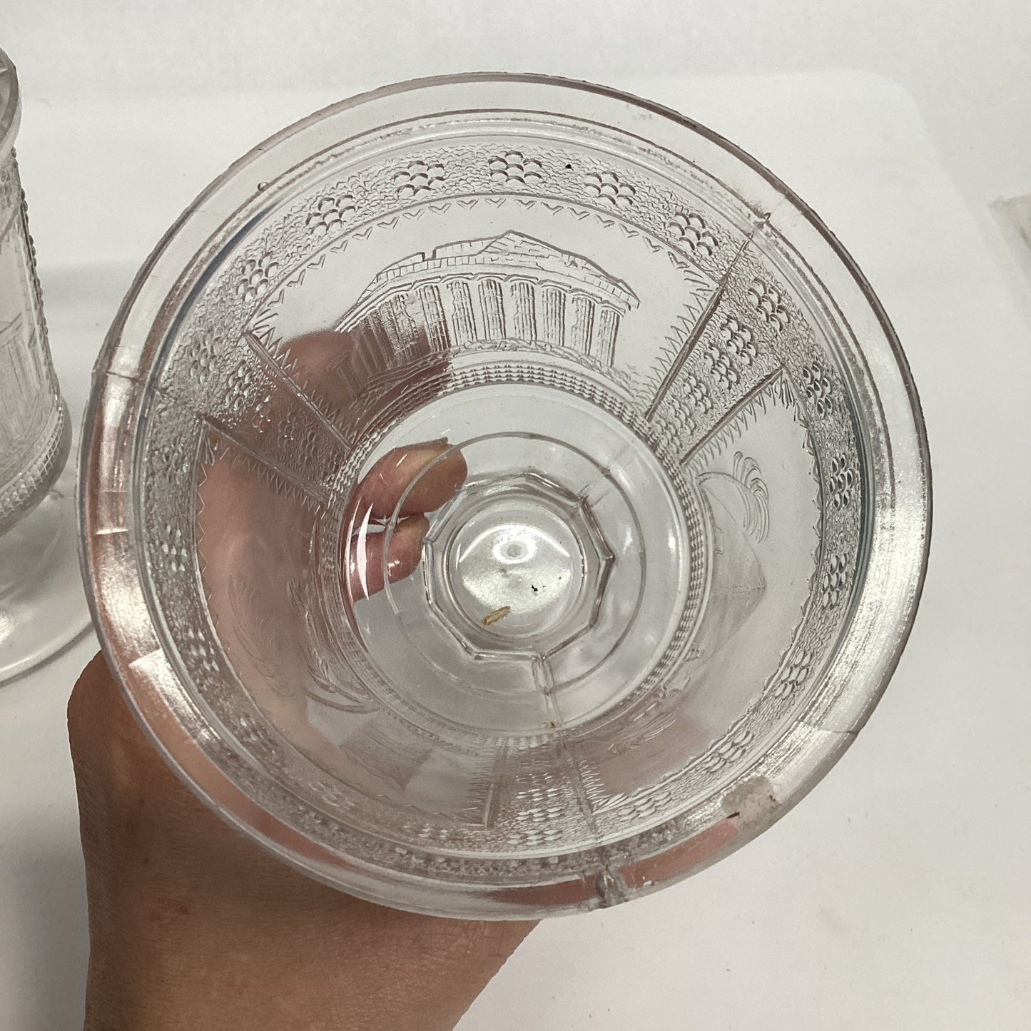 Antique 1880’s EAPG ADAMS & CO EGYPTIAN SPHINX PATTERN GLASS SPOONER