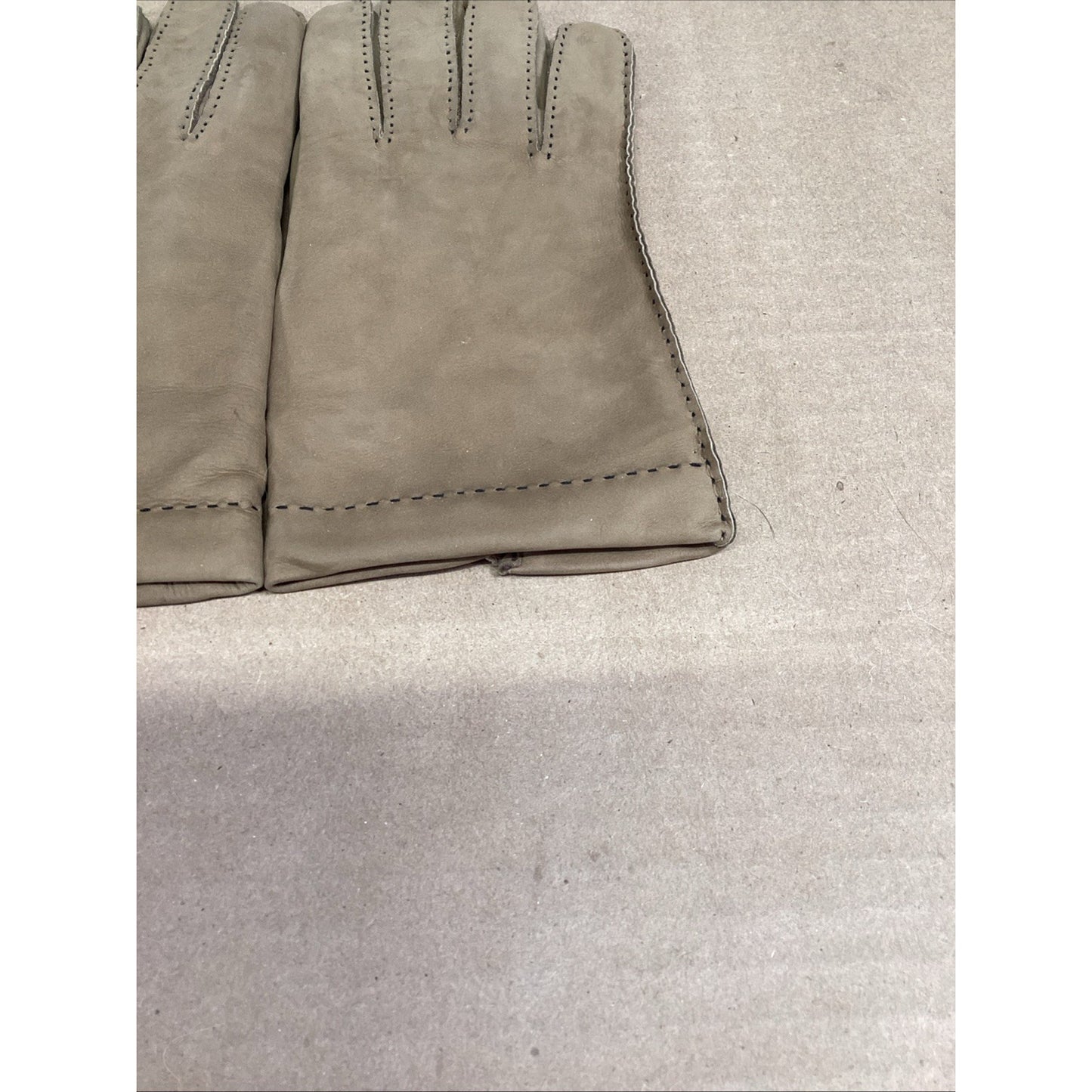 Vintage FAUX LEATHER Gloves Handsewn Driving Winter Wool Lined - Size 7.5
