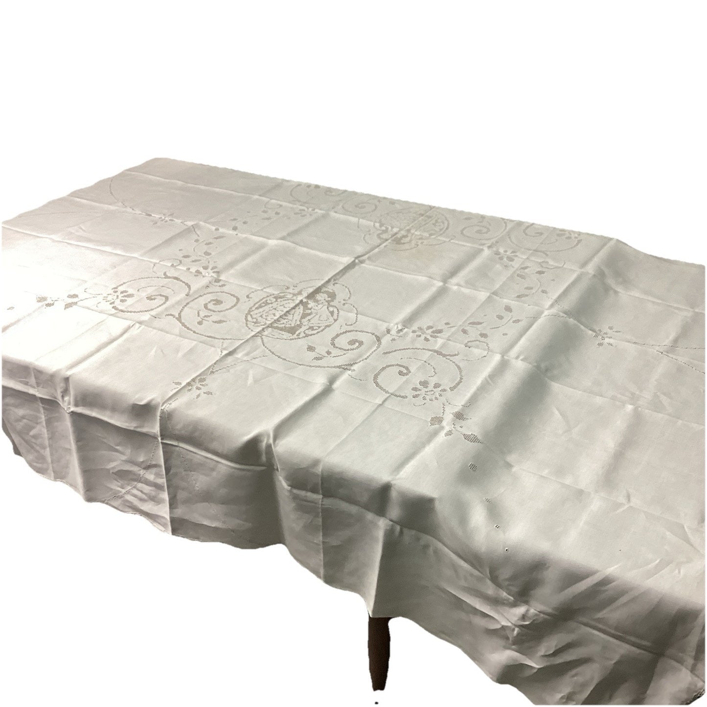 Rectangular White Table Cloth - ‘Dancing Duo’ Wedding Table Cloth - 70x70”