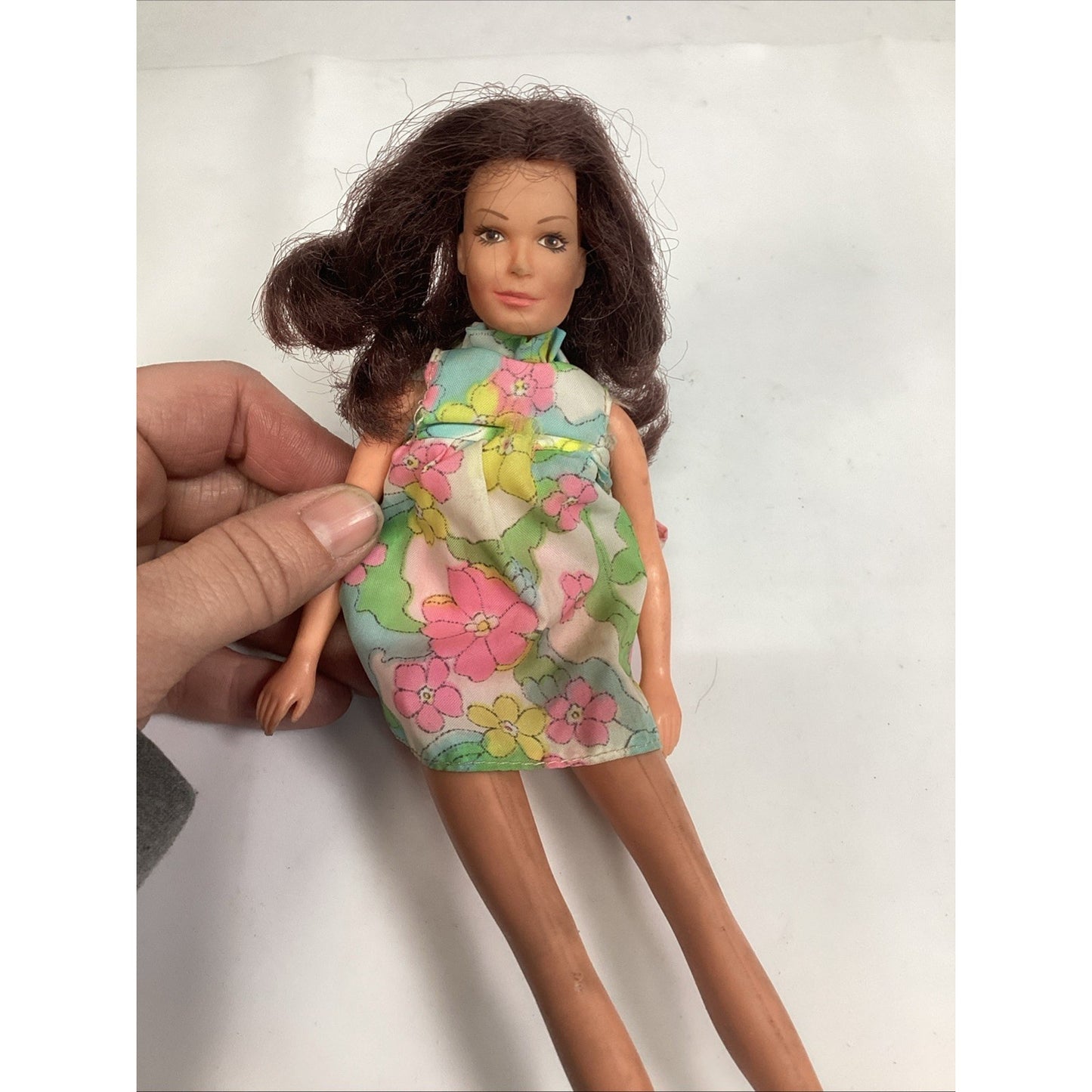 Vintage 1977 Fashion Doll In A Sleeveless Floral Dress