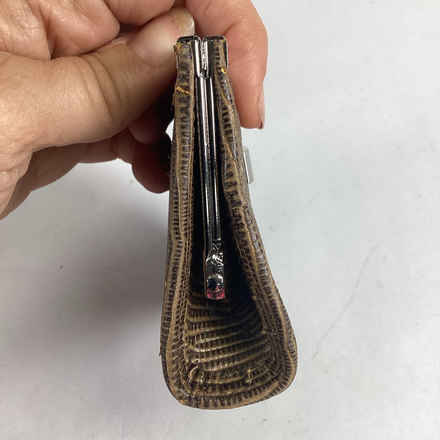 Laura Biagiotti Coin Purse Wallet Genuine Leather Reptile Pattern Italy