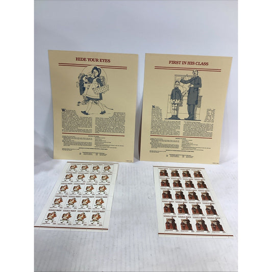 1982 Norman Rockwell Republic Of Niger Hide Your Eyes/First In His Class Stamps