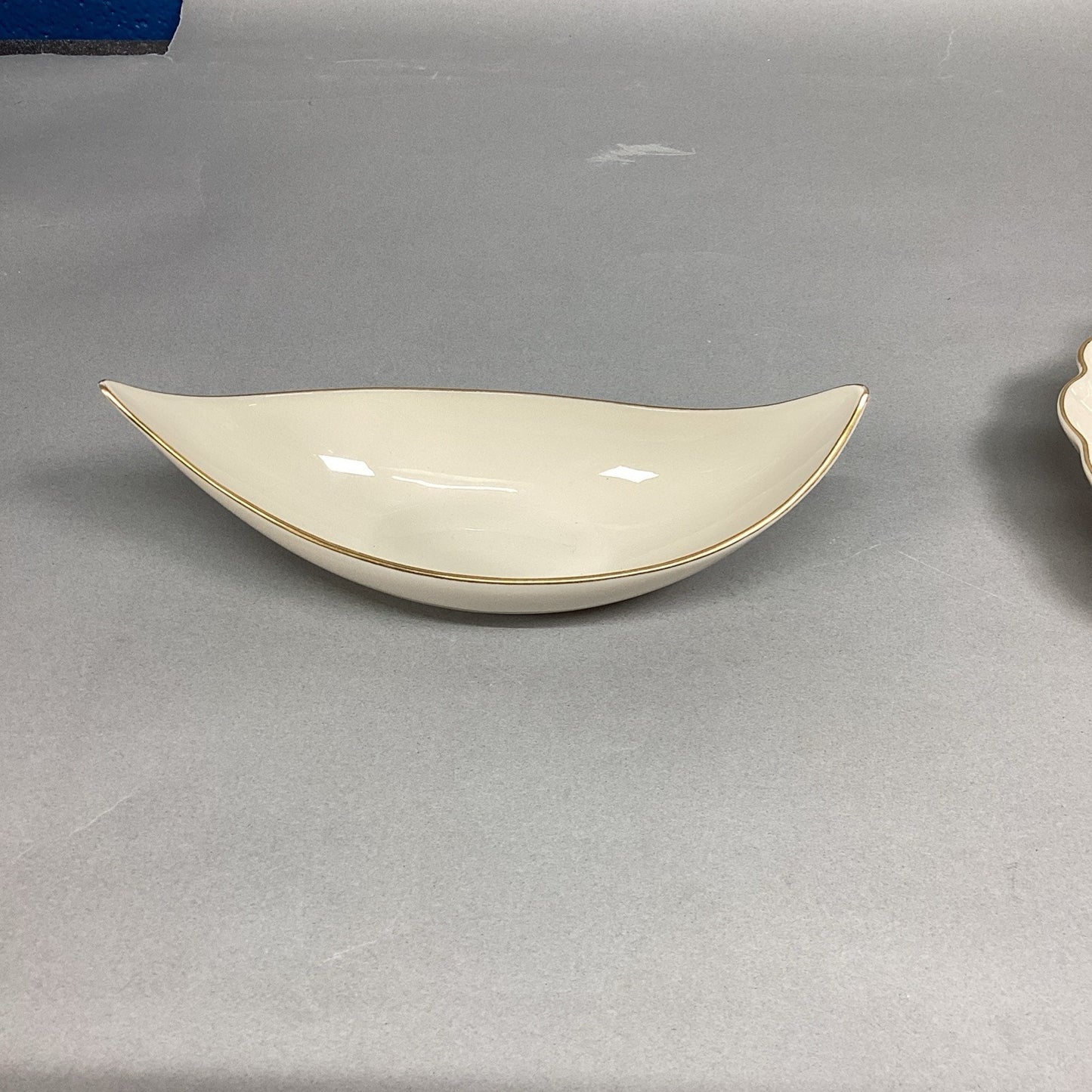 Lot Of 2 - Lenox Candy Nut Serving Dishes - Leaf Shaped/Banana Boat -Made In USA