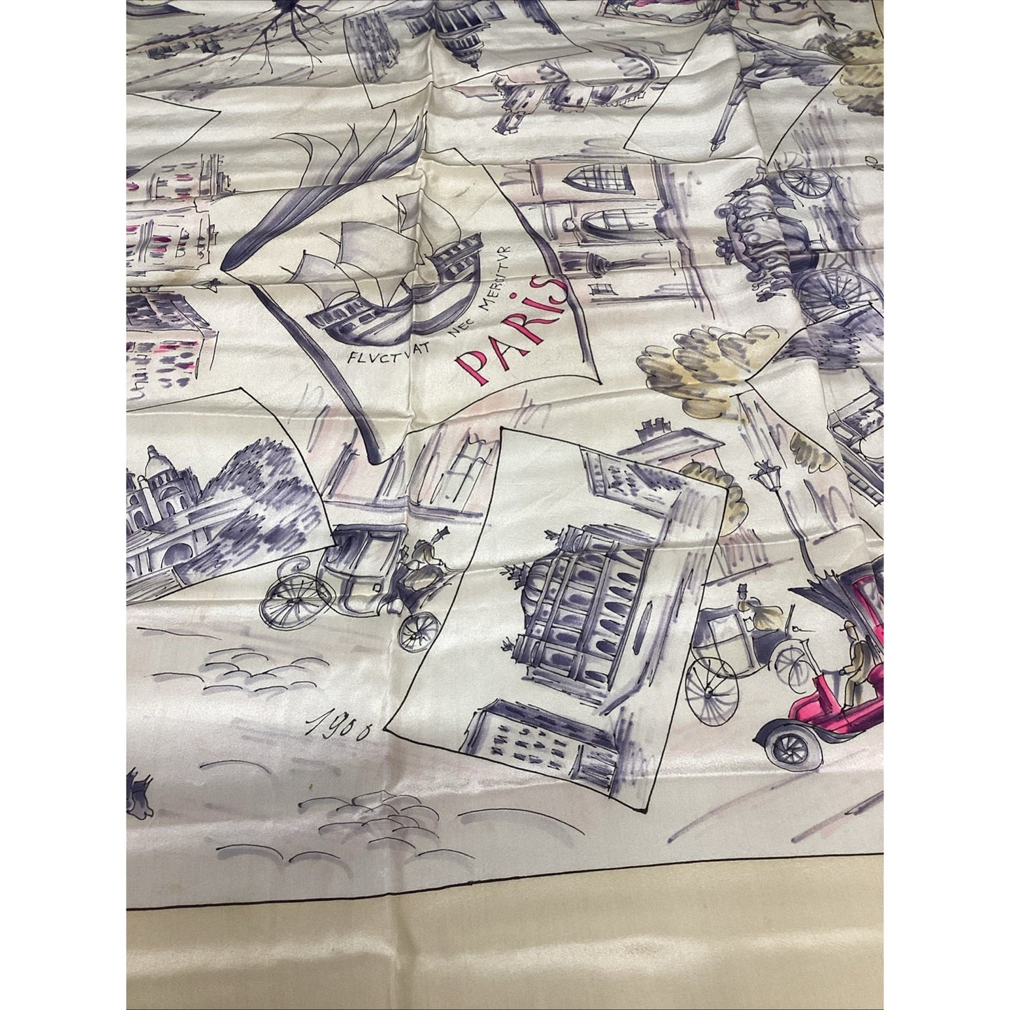 Women’s Silk Scarf Featuring 1914 Paris, France - 32x32”