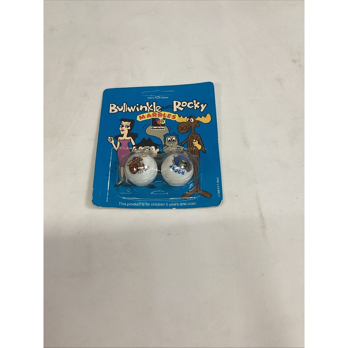 1988 Bullwinkle & Rocky Moosion Impossible Marbles 100% Pure Glass New