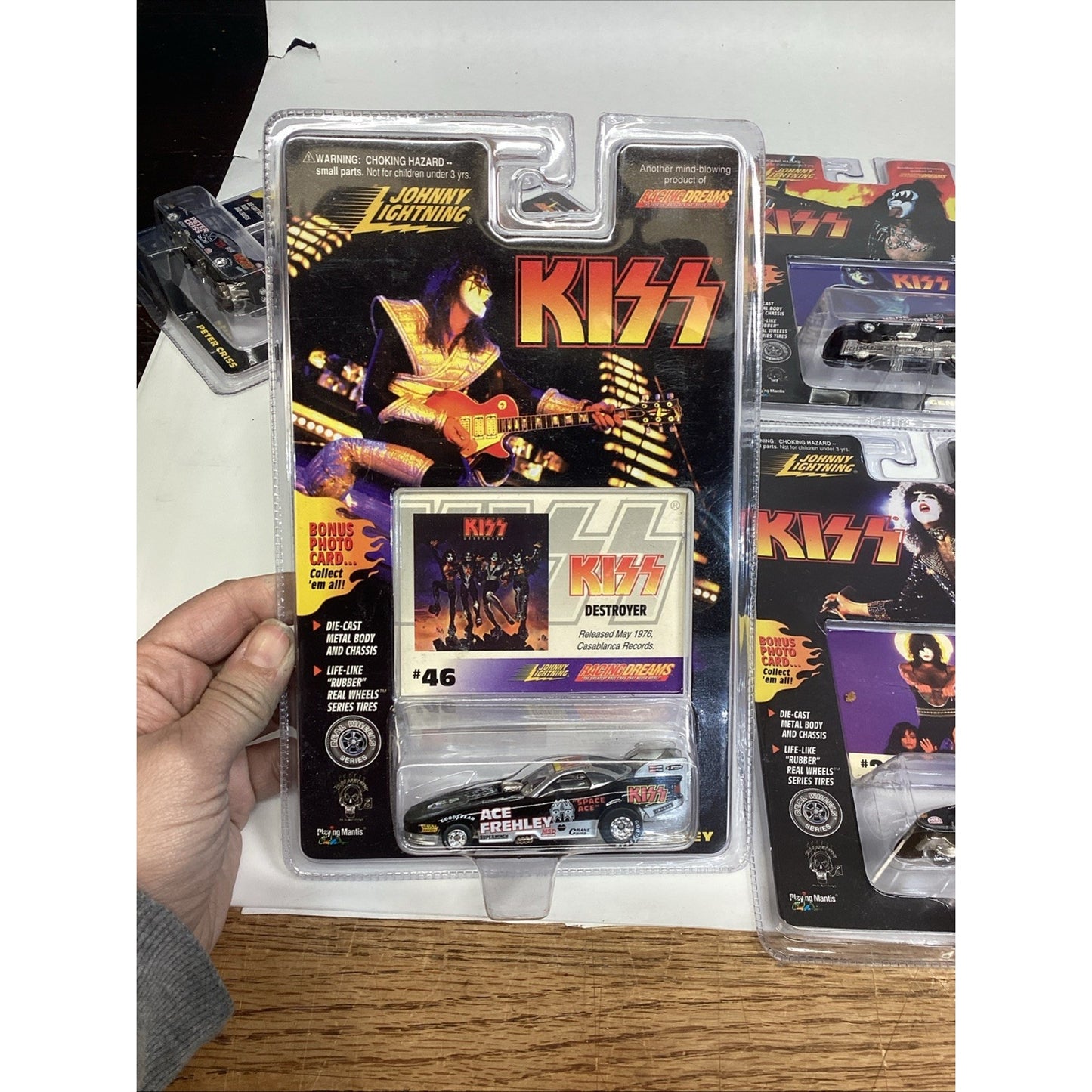 Set Of 4 Vintage 1997 NOS KISS DRAGSTERS - Peter Criss, Gene Simmons, Ace & Paul