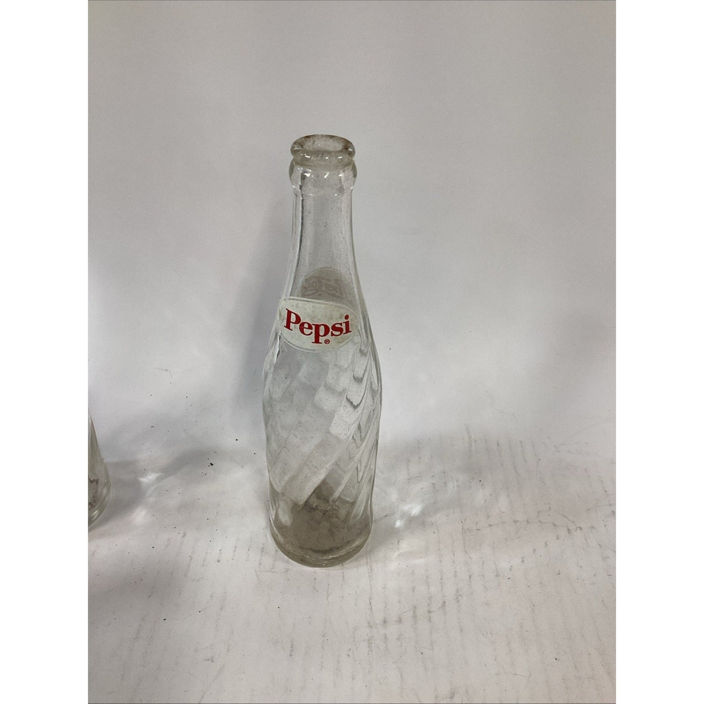 Lot Of 2 Vintage Glass Pepsi Bottles - 16oz & 8 Oz