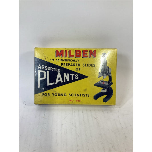 Vintage MILBEN No. 702 Microscope Slide Set Of Assorted Plants - NOS Sealed